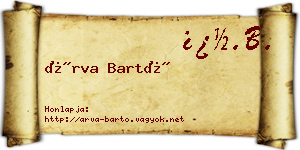 Árva Bartó névjegykártya